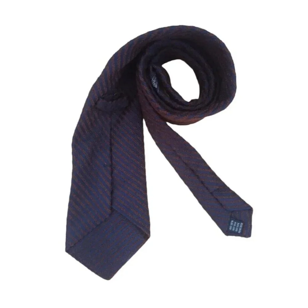NAZARENO GABRIELLI Blue/Brown Striped Silk Tie ITALY 59